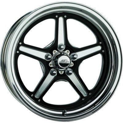 Wheel, Street Lite, 15 x 8 in, 4.500 in Backspace, 5 x 4.75 in Bolt Pattern, Billet Aluminum, Black Anodize / Polished, Each