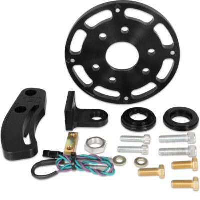 Crank Trigger Kit, Flying Magnet, Trigger Wheel / Pickup, 6.250 in Balancer, Small Block Chevy, Kit(BLACK FINISH)